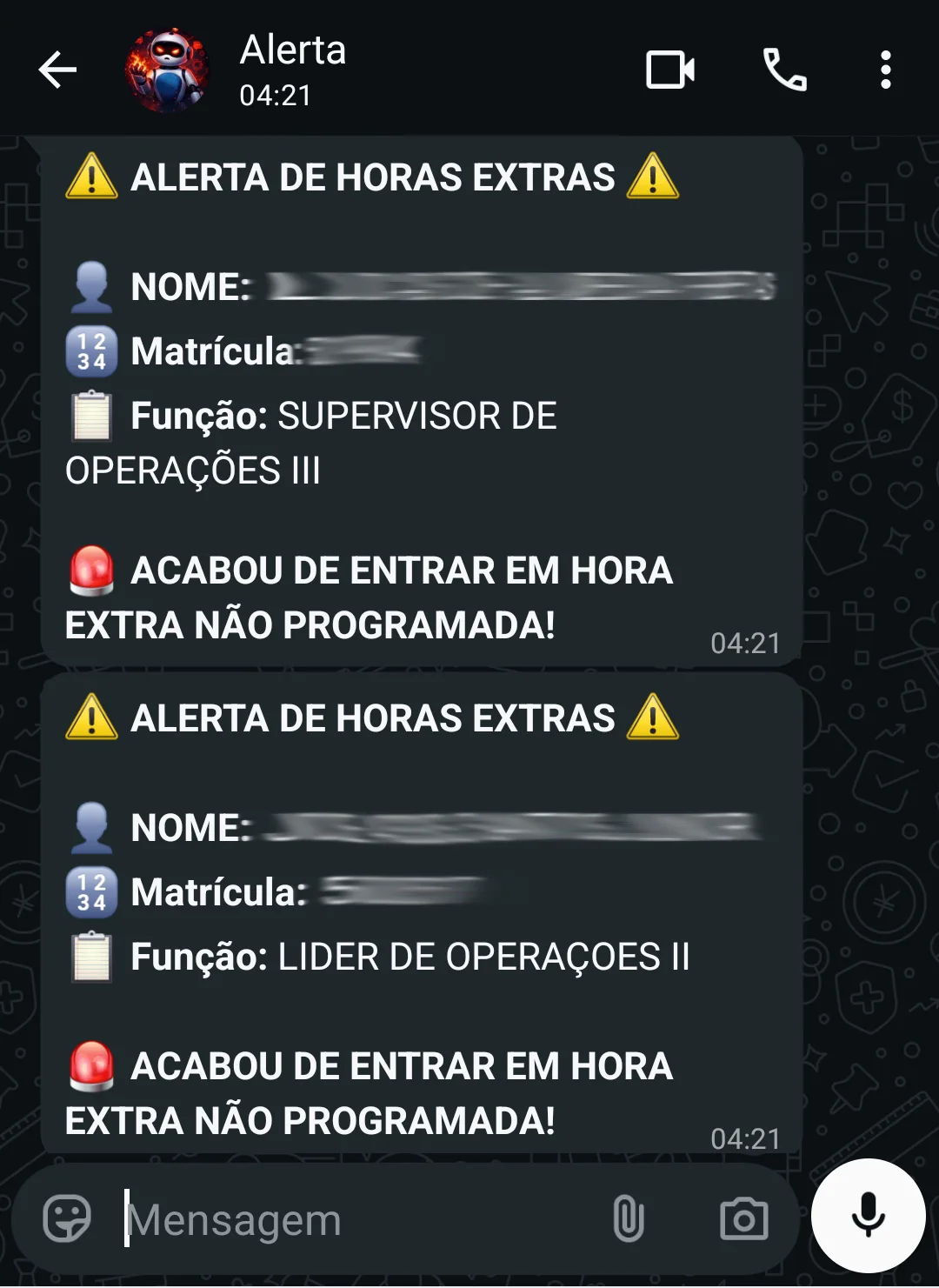 Logs do RPA & Notificações
